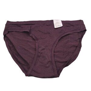 Auden Women's Panty Bikini Cotton Blend Large 12-14 Burgundy New